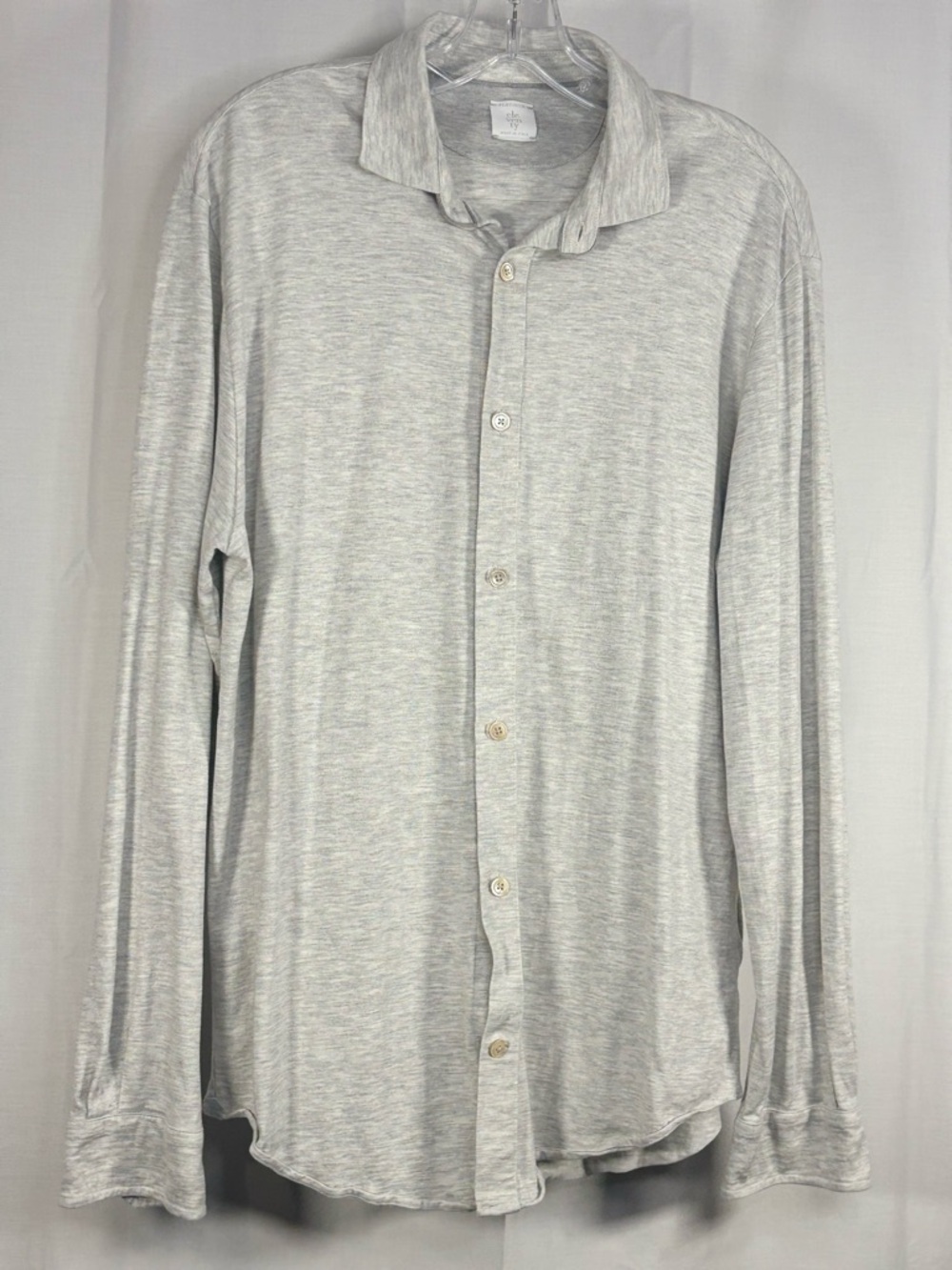 EUC ELEVENTY Mens Light Gray Long Sleeve Button-Up Jersey Knit Shirt Sz XXL
